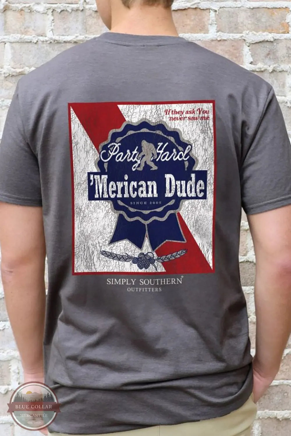 MN-SS-RIBBON-IRONHTHR 'Merican Dude Short Sleeve T-Shirt