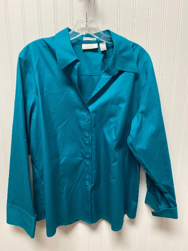 Top Long Sleeve By Chicos In Teal, Size: Xl