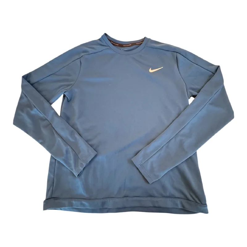 Athletic Top Long Sleeve Crewneck By Nike In Teal, Size: M