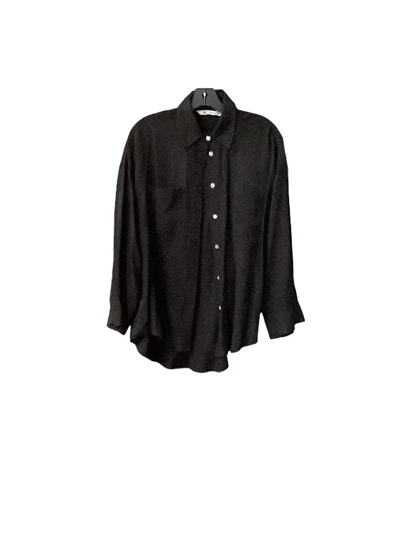 Top Long Sleeve By Zara In Black, Size: S