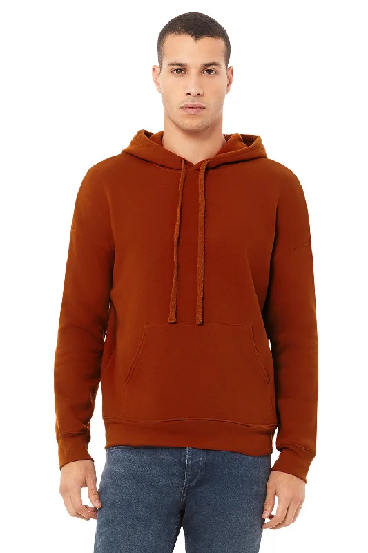 Bella + Canvas Mens Sponge Fleece Hooded Sweatshirt Hoodie w/ Pouch Pocket - Brick Red