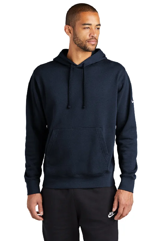 Nike Mens Club Fleece Hooded Sweatshirt Hoodie w/ Pouch Pocket - Midnight Navy Blue