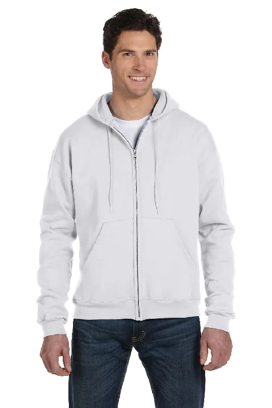 Champion Mens Double Dry Eco Moisture Wicking Fleece Full Zip Hooded Sweatshirt Hoodie w/ Pockets - Silver Grey