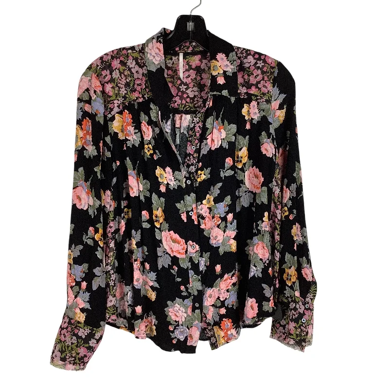 Top Long Sleeve By Free People In Floral Print, Size: M