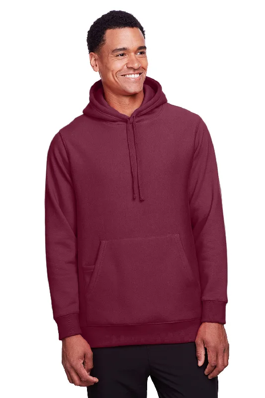 Team 365 Mens Zone HydroSport Fleece Water Resistant Hooded Sweatshirt Hoodie w/ Pouch Pocket - Dark Maroon