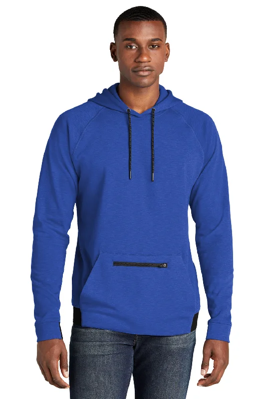 Sport-Tek Mens Strive PosiCharge Hooded Sweatshirt Hoodie w/ Pouch Pocket - True Royal Blue