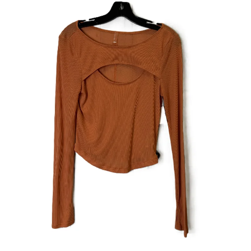 Athletic Top Long Sleeve Crewneck By Free People In Orange, Size: S