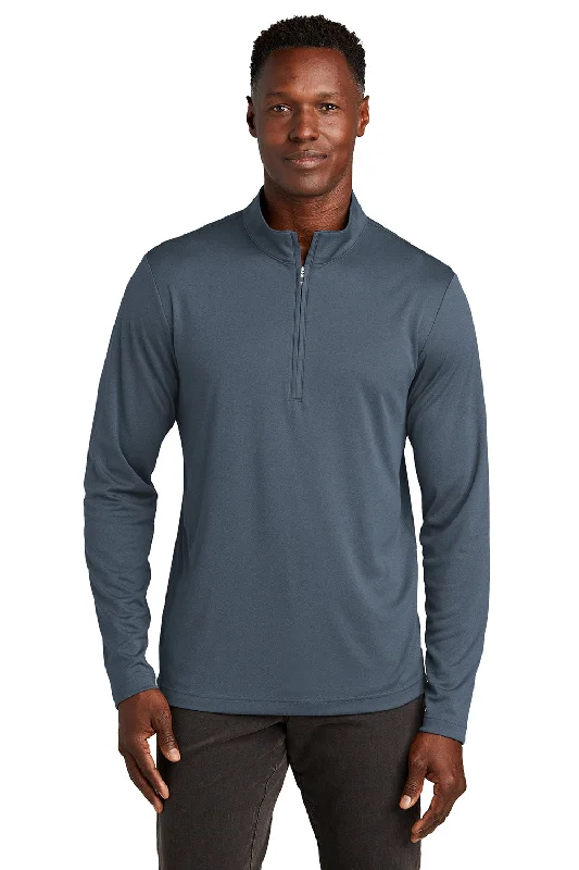 TravisMathew Mens Coto Performance Wrinkle Resistant 1/4 Zip Sweatshirt - Vintage Indigo Blue/Black