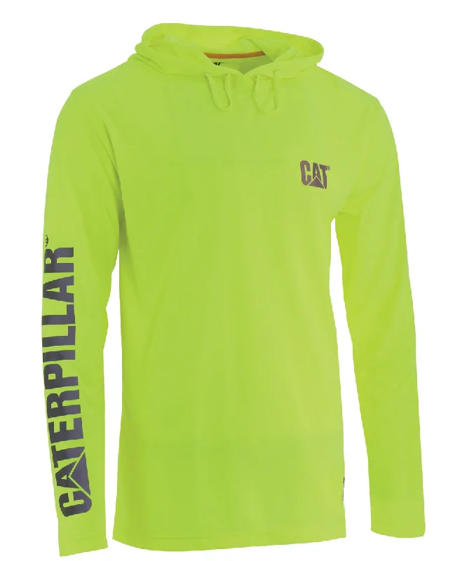 CAT Hi-Vis UPF Hooded Banner Long Sleeve T-shirt - Bright Yellow