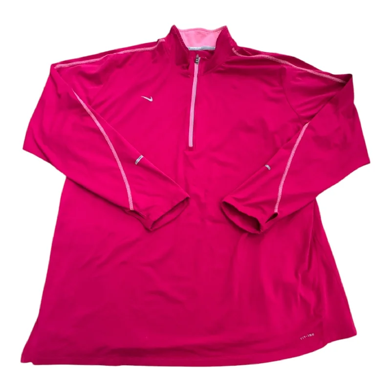 Athletic Top Long Sleeve Collar By Nike In Pink, Size: 3x