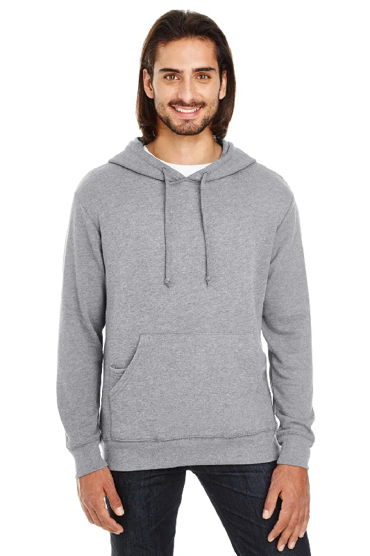 Threadfast Apparel Mens French Terry Hooded Sweatshirt Hoodie w/ Pouch Pocket - Heather Charcoal Grey - Closeout