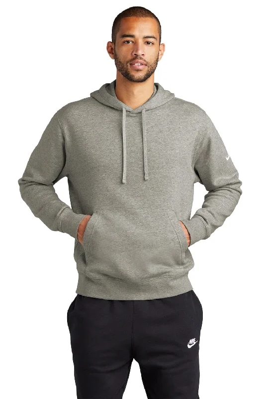 Nike Mens Club Fleece Hooded Sweatshirt Hoodie w/ Pouch Pocket - Heather Dark Grey