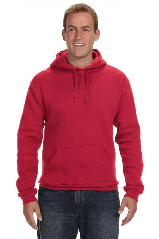 J America Mens Premium Fleece Hooded Sweatshirt Hoodie w/ Pouch Pocket - Red