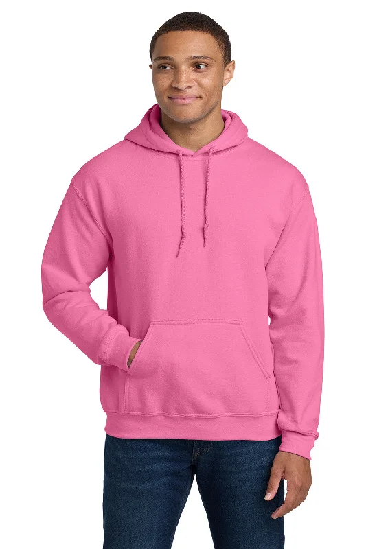 Gildan Mens Pill Resistant Hooded Sweatshirt Hoodie w/ Pouch Pocket - Azalea Pink