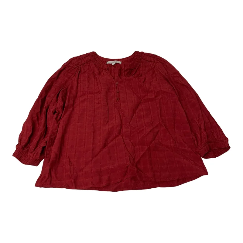 Top Long Sleeve By Loft In Red, Size: S