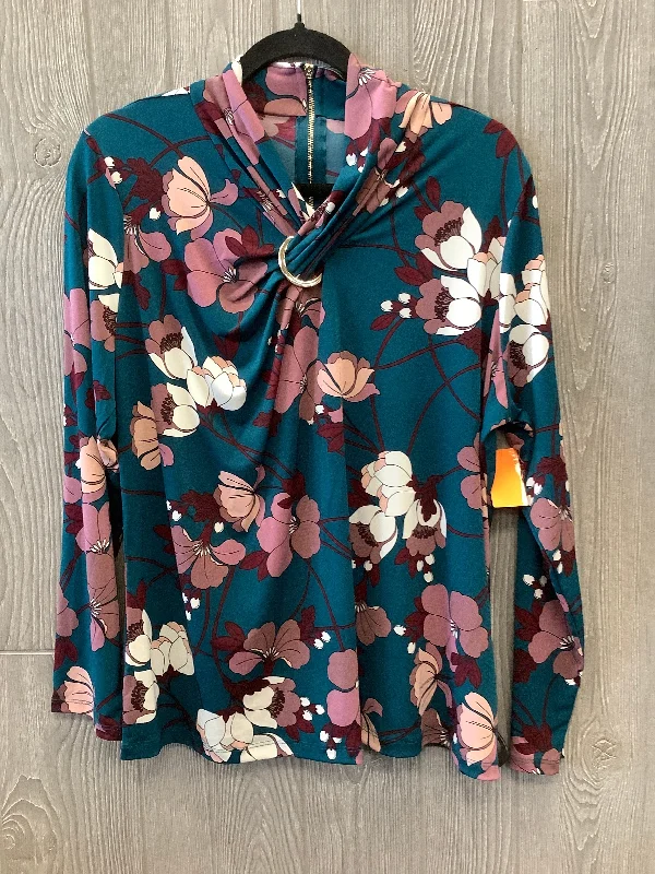 Top Long Sleeve By Liz Claiborne In Floral Print, Size: Xlp