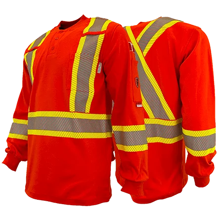 Atlas AR/FR kHAKI Orange Shirt with 4” Segmented Striping 4034OR