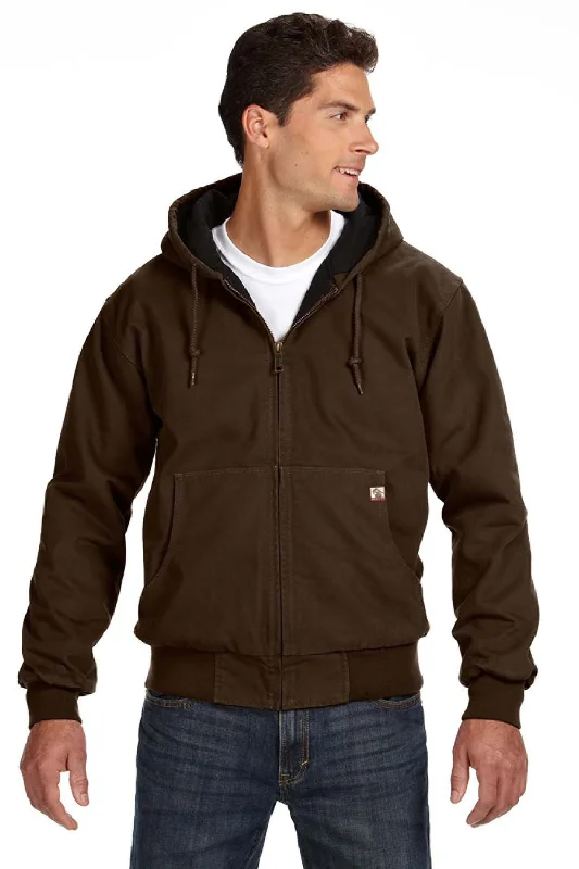 Dri Duck Mens Cheyenne Full Zip Hooded Sweatshirt Hoodie w/ Pockets - Tobacco Brown