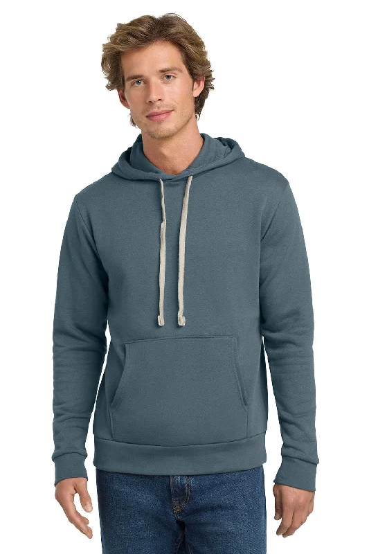 Next Level Mens Fleece Hooded Sweatshirt Hoodie w/ Pouch Pocket - Antique Denim Blue