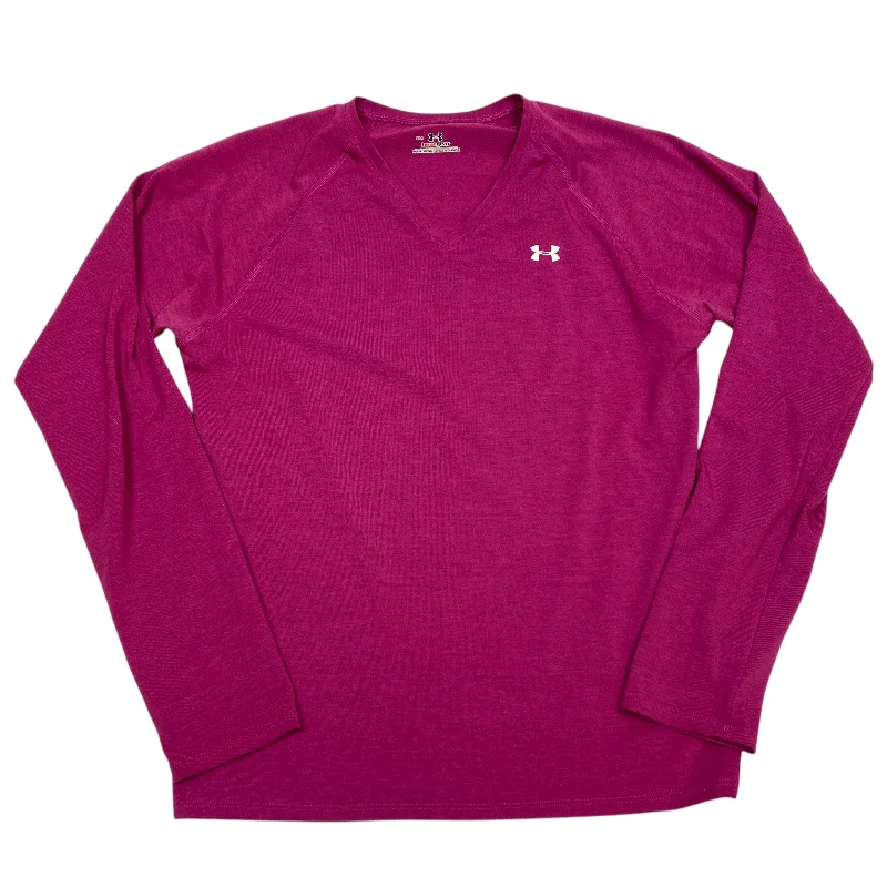 Athletic Top Long Sleeve Crewneck By Under Armour In Pink, Size: S