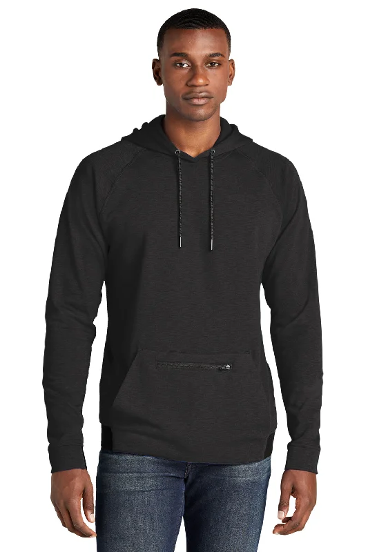 Sport-Tek Mens Strive PosiCharge Hooded Sweatshirt Hoodie w/ Pouch Pocket - Black