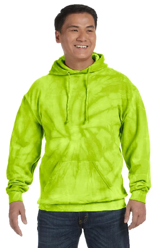 Tie-Dye Mens Hooded Sweatshirt Hoodie w/ Pouch Pocket - Lime Green