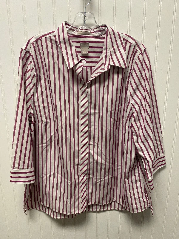 Top Long Sleeve By Chicos In Striped Pattern, Size: Xl