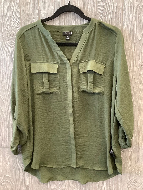 Top 3/4 Sleeve By Ana In Green, Size: Mp