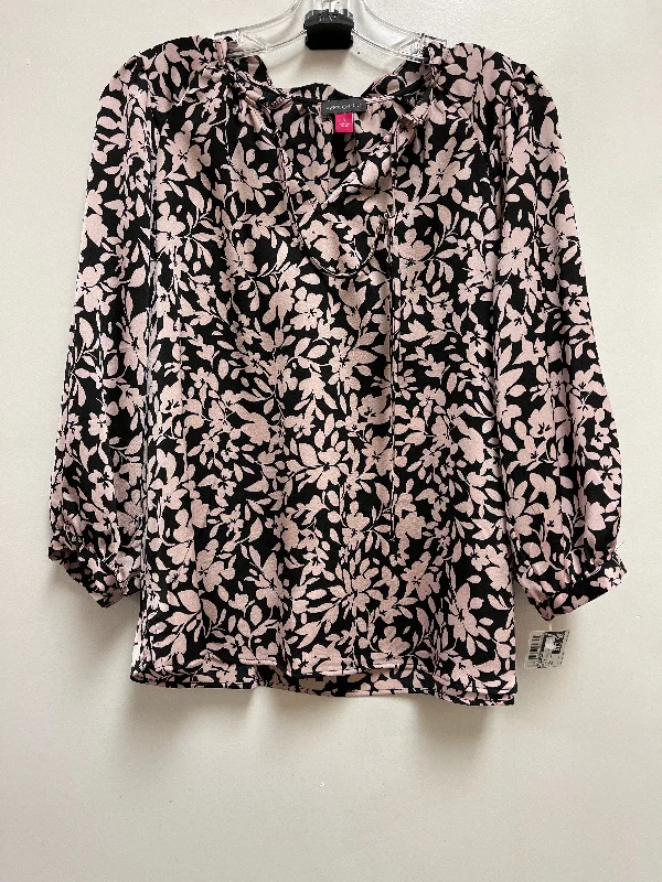 Top Long Sleeve By Vince Camuto In Black & Pink, Size: S