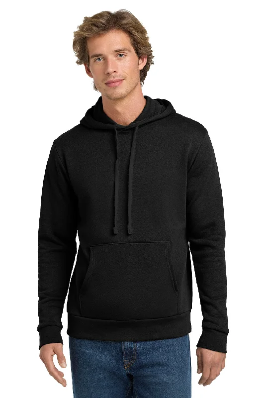 Next Level Mens Fleece Hooded Sweatshirt Hoodie w/ Pouch Pocket - Black On Black