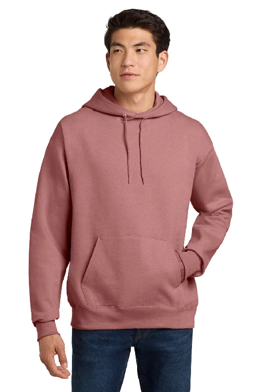 Hanes Mens Ultimate Cotton PrintPro XP Pill Resistant Hooded Sweatshirt Hoodie w/ Pouch Pocket - Mauve