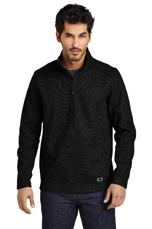 Ogio Mens Grit Fleece 1/4 Zip Sweatshirt - Blacktop