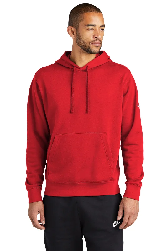 Nike Mens Club Fleece Hooded Sweatshirt Hoodie w/ Pouch Pocket - University Red