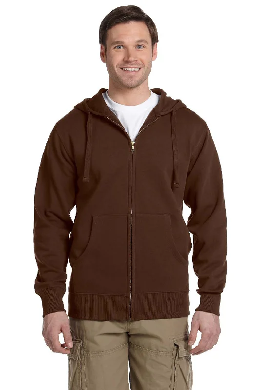 Econscious Mens Full Zip Hooded Sweatshirt Hoodie w/ Pockets - Earth Brown