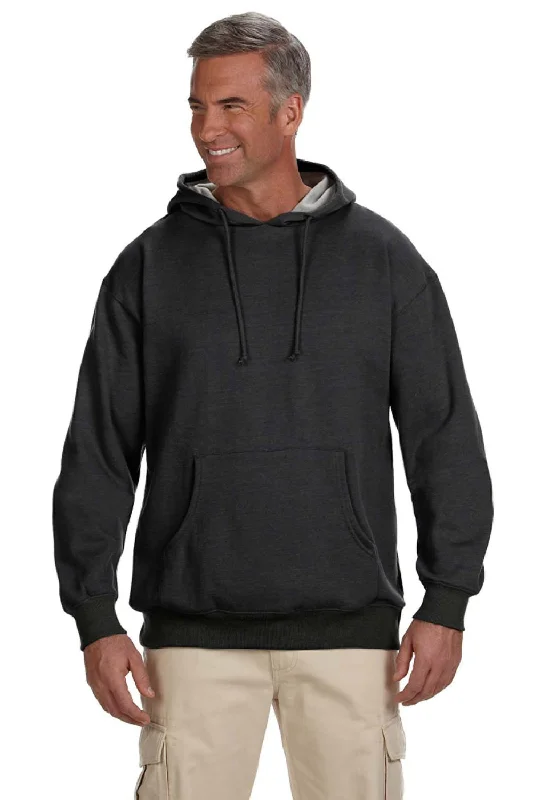 Econscious Mens Heathered Fleece Hooded Sweatshirt Hoodie w/ Pouch Pocket - Charcoal Grey