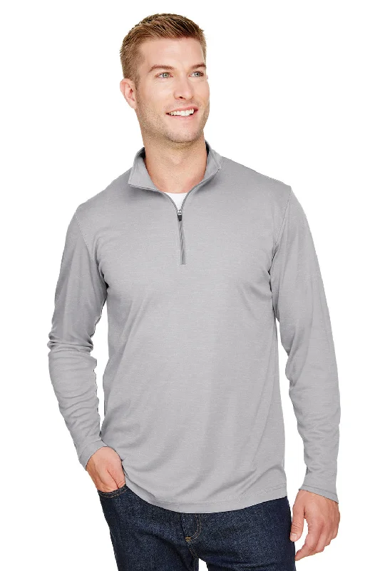 Team 365 Mens Zone Sonic Performance Moisture Wicking 1/4 Zip Sweatshirt - Heather Grey