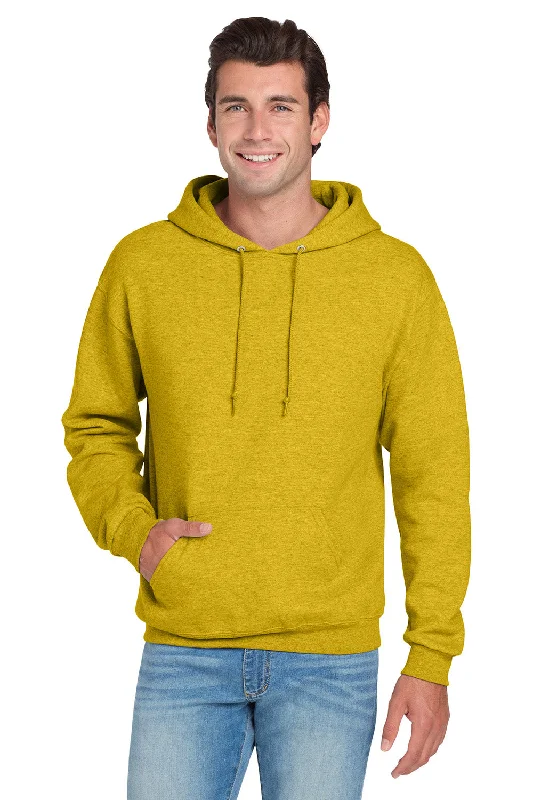 Jerzees Mens NuBlend Pill Resistant Fleece Hooded Sweatshirt Hoodie w/ Pouch Pocket - Heather Mustard Yellow