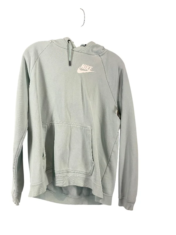 Athletic Top Long Sleeve Hoodie By Nike In Teal, Size: L