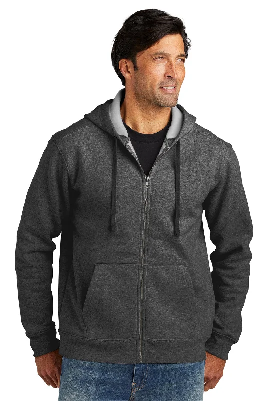 Volunteer Knitwear Mens USA Made Chore Fleece Full Zip Hooded Sweatshirt Hoodie w/ Pockets - Heather Charcoal Grey