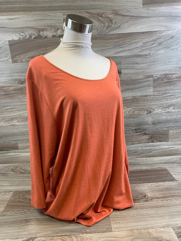 Top 3/4 Sleeve Basic By Tahari By Arthur Levine In Orange, Size: 3x