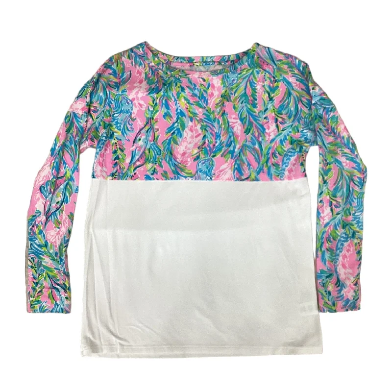 Pink & White Top Long Sleeve Designer Lilly Pulitzer, Size Xs