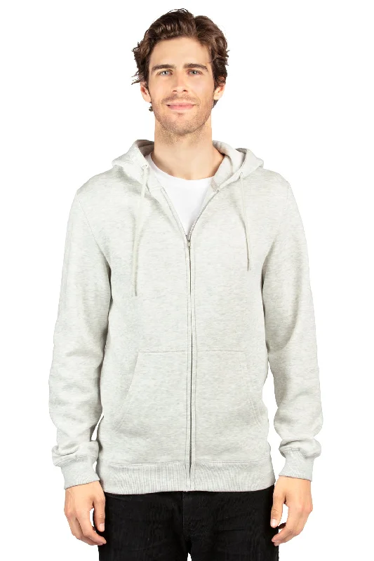 Threadfast Apparel Mens Ultimate Fleece Full Zip Hooded Sweatshirt Hoodie w/ Pockets - Heather Oatmeal