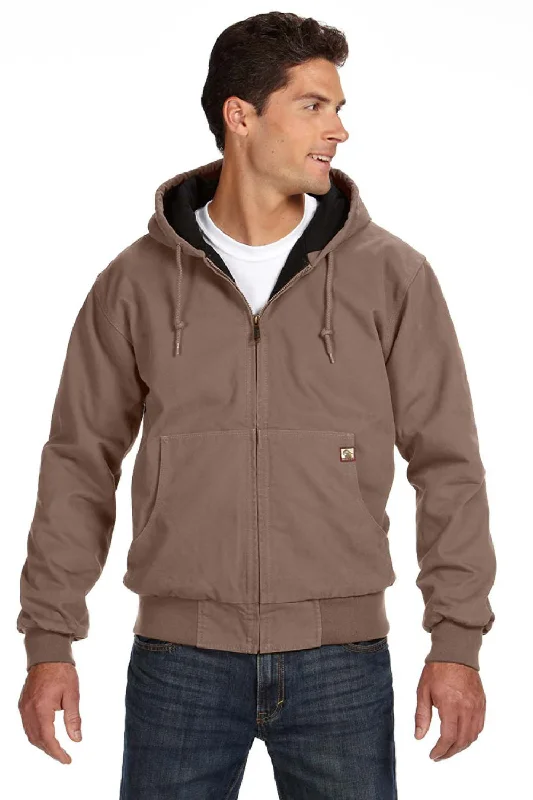 Dri Duck Mens Cheyenne Full Zip Hooded Sweatshirt Hoodie w/ Pockets - Khaki