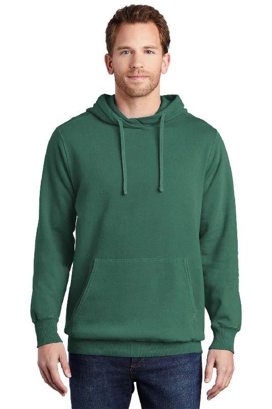 Port & Company Mens Beach Wash Fleece Hooded Sweatshirt Hoodie w/ Pouch Pocket - Nordic Green