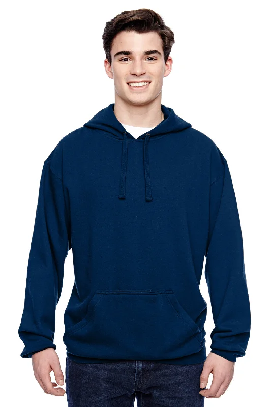 J America Mens Tailgate Fleece Hooded Sweatshirt Hoodie w/ Pouch Pocket - Navy Blue