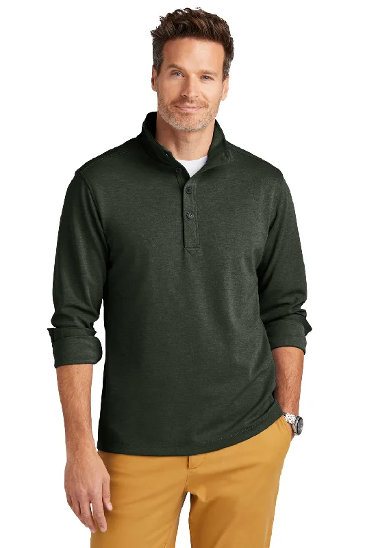 Brooks Brothers Mens 1/4 Button Down Sweatshirt - Heather Pine Green