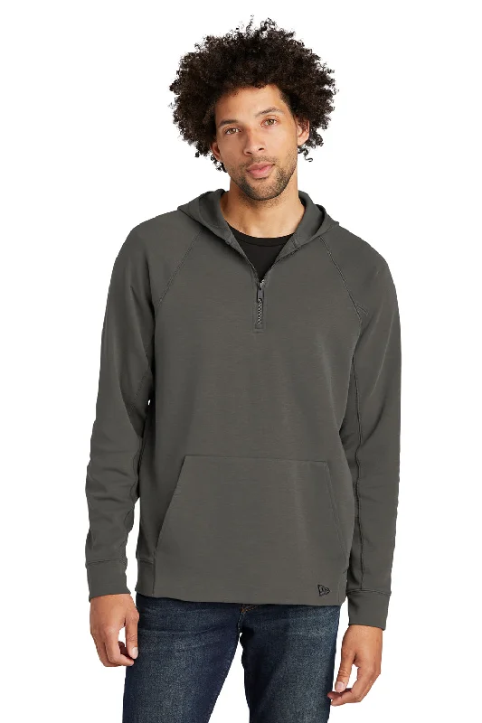 New Era Mens STS 1/4 Zip Hooded Sweatshirt Hoodie w/ Pouch Pocket - Graphite Grey