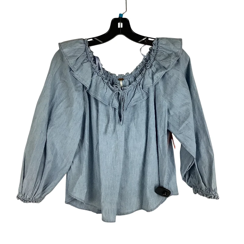 Top Long Sleeve By Free People In Blue Denim, Size: Xs