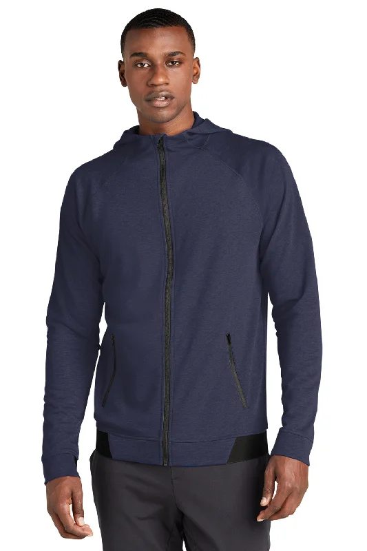 Sport-Tek Mens Strive PosiCharge Full Zip Hooded Sweatshirt Hoodie w/ Pockets - True Navy Blue