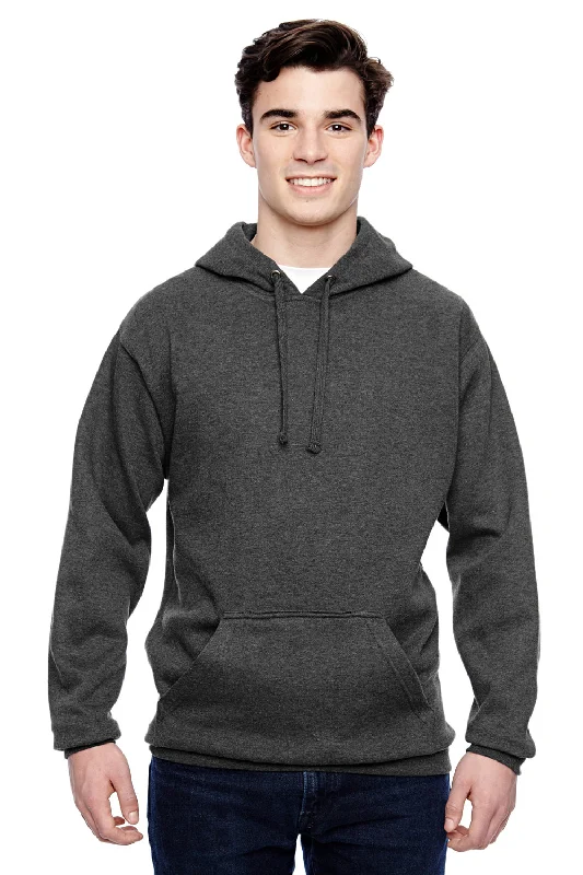 J America Mens Tailgate Fleece Hooded Sweatshirt Hoodie w/ Pouch Pocket - Heather Charcoal Grey